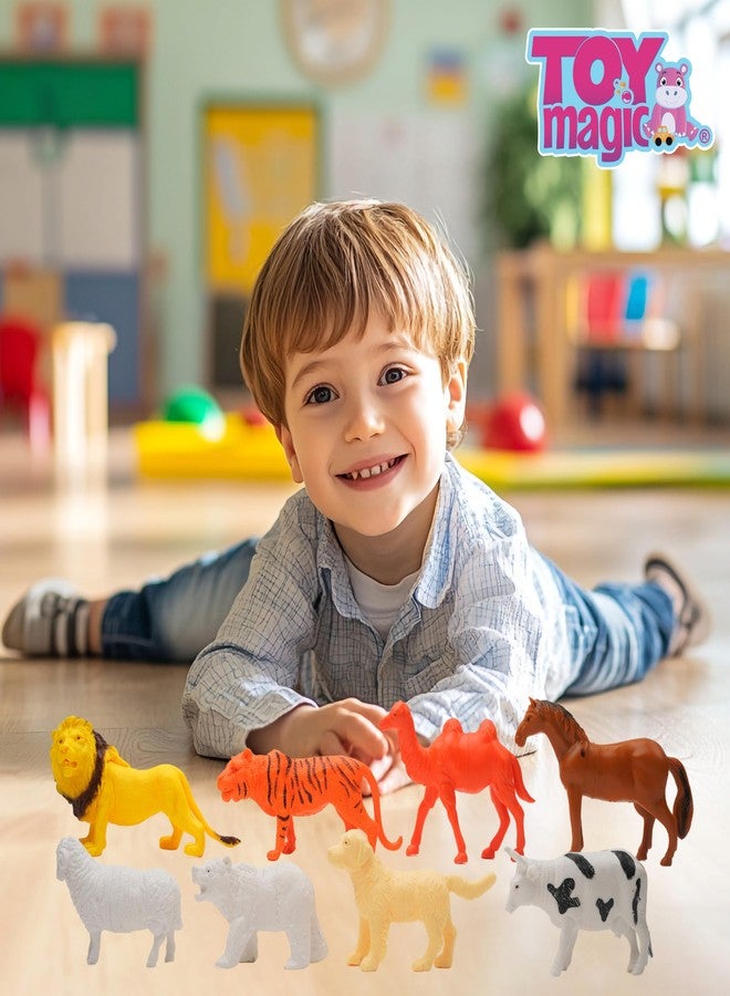 ToyMagic مجموعة حيوانات توي ماجيك 19 قطعة - 12 مجسم حيوان مع ملحقات - مجموعة لعب تعليمية للأطفال، مثالية للعب التخيلي والتعلم، متعددة الألوان - Image 3